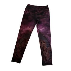 EUC Evolution & Creation leggings colorful purple w design sz S yoga activewear
